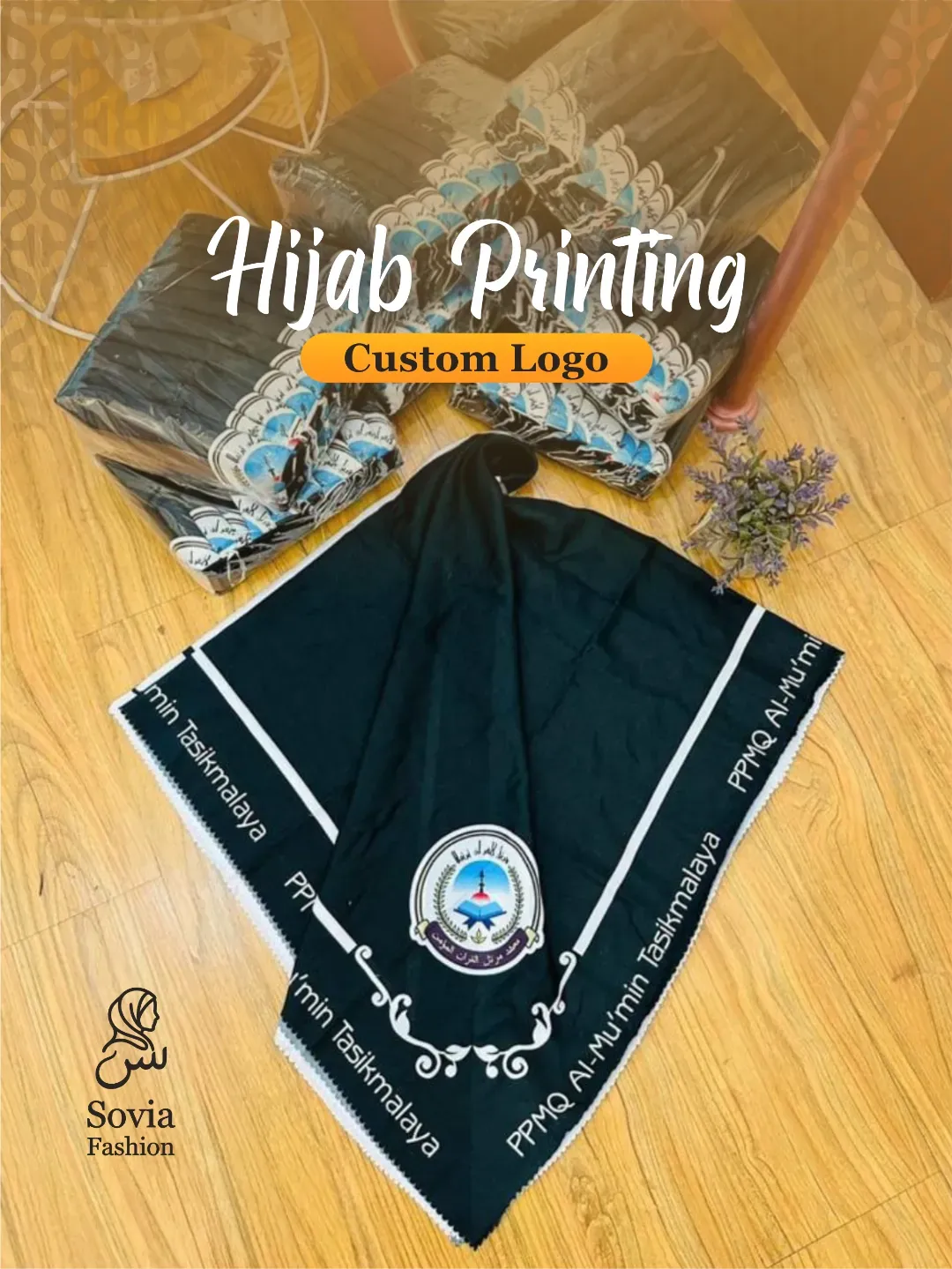 Hijab Segiempat Custom Logo